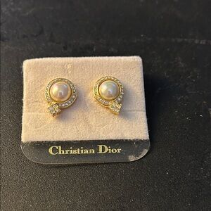 Dior Gold and Pearl Stud Earrings